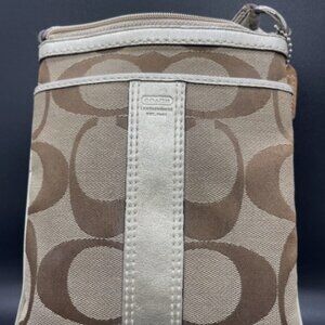 Coach Signature Jacquard Print Brown Canvas Cross-body